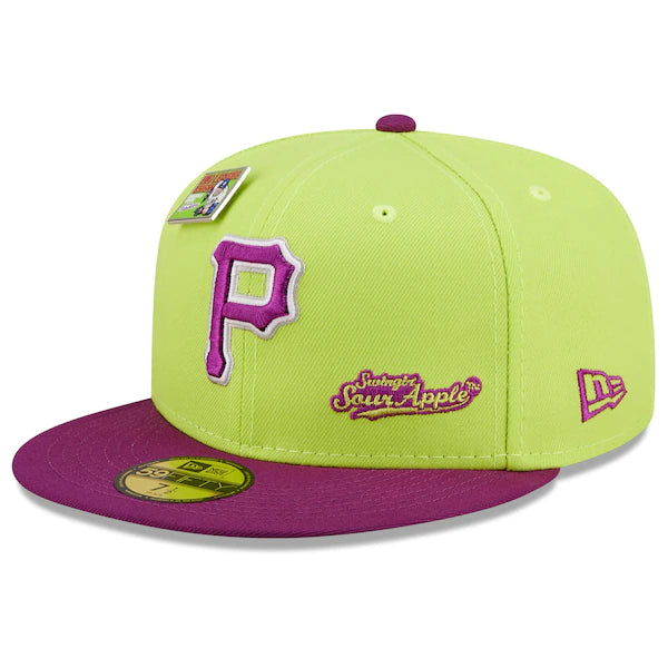 New Era MLB x Big League Chew  Pittsburgh Pirates Swingin' Sour Apple Flavor Pack 59FIFTY Fitted Hat - Green/Purple