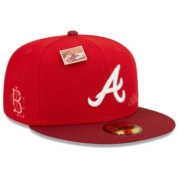 New Era MLB x Big League Chew  Atlanta Braves Slammin' Strawberry Flavor Pack 59FIFTY Fitted Hat - Scarlet/Cardinal