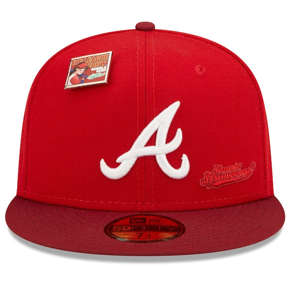 New Era MLB x Big League Chew  Atlanta Braves Slammin' Strawberry Flavor Pack 59FIFTY Fitted Hat - Scarlet/Cardinal