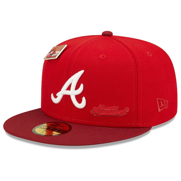 New Era MLB x Big League Chew  Atlanta Braves Slammin' Strawberry Flavor Pack 59FIFTY Fitted Hat - Scarlet/Cardinal