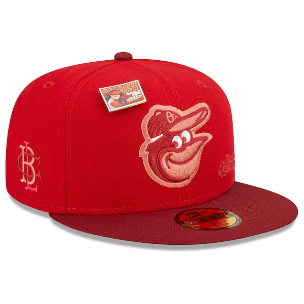 New Era MLB x Big League Chew  Baltimore Orioles Slammin' Strawberry Flavor Pack 59FIFTY Fitted Hat - Scarlet/Cardinal