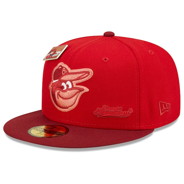 New Era MLB x Big League Chew  Baltimore Orioles Slammin' Strawberry Flavor Pack 59FIFTY Fitted Hat - Scarlet/Cardinal