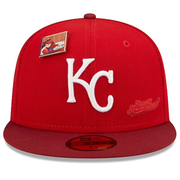 New Era MLB x Big League Chew  Kansas City Royals Slammin' Strawberry Flavor Pack 59FIFTY Fitted Hat - Scarlet/Cardinal