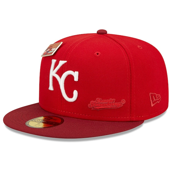 New Era MLB x Big League Chew  Kansas City Royals Slammin' Strawberry Flavor Pack 59FIFTY Fitted Hat - Scarlet/Cardinal