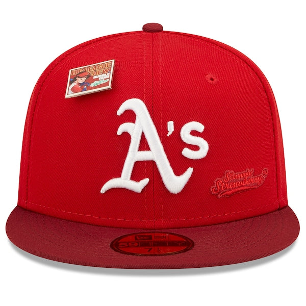 New Era MLB x Big League Chew  Oakland Athletics Slammin' Strawberry Flavor Pack 59FIFTY Fitted Hat - Scarlet/Cardinal