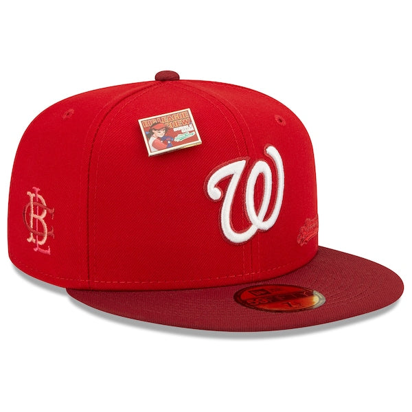 New Era MLB x Big League Chew  Washington Nationals Slammin' Strawberry Flavor Pack 59FIFTY Fitted Hat - Scarlet/Cardinal