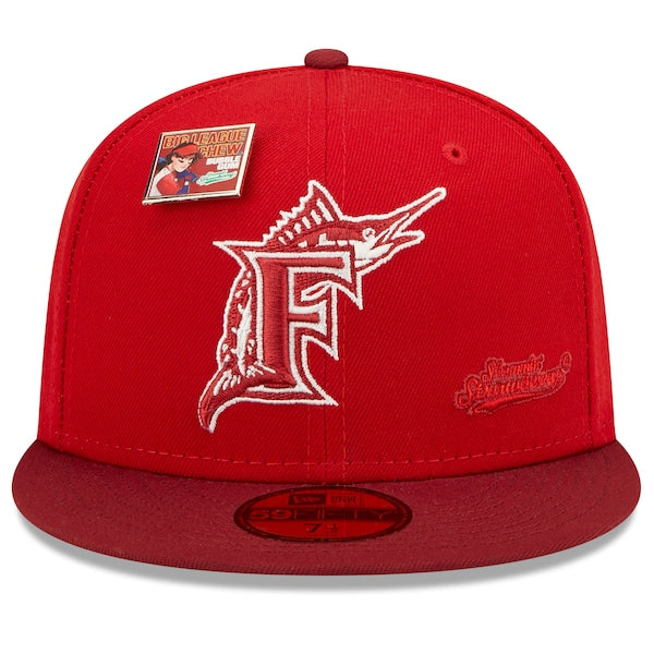 New Era MLB x Big League Chew  Florida Marlins Slammin' Strawberry Flavor Pack 59FIFTY Fitted Hat - Scarlet/Cardinal