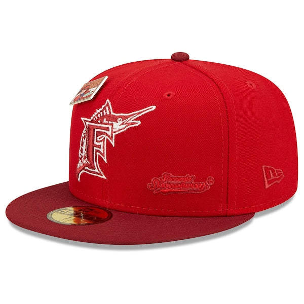 New Era MLB x Big League Chew  Florida Marlins Slammin' Strawberry Flavor Pack 59FIFTY Fitted Hat - Scarlet/Cardinal