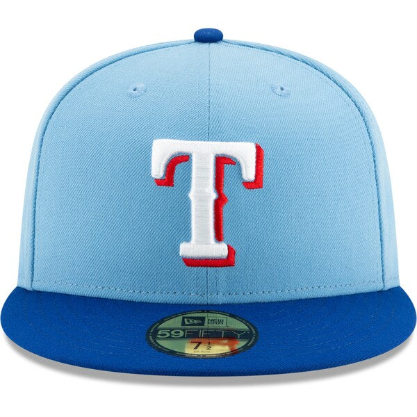 New Era Texas Rangers Light Blue/Royal 50th Anniversary Authentic Collection On-Field 59FIFTY Fitted Hat