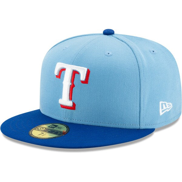 New Era Texas Rangers Light Blue/Royal 50th Anniversary Authentic Collection On-Field 59FIFTY Fitted Hat