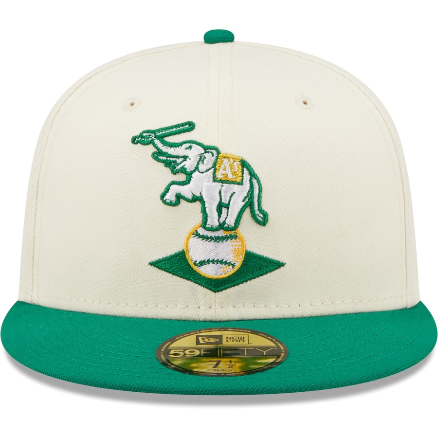 New Era Oakland Athletics White/Green Cooperstown Collection 50th Anniversary Chrome 59FIFTY Fitted Hat