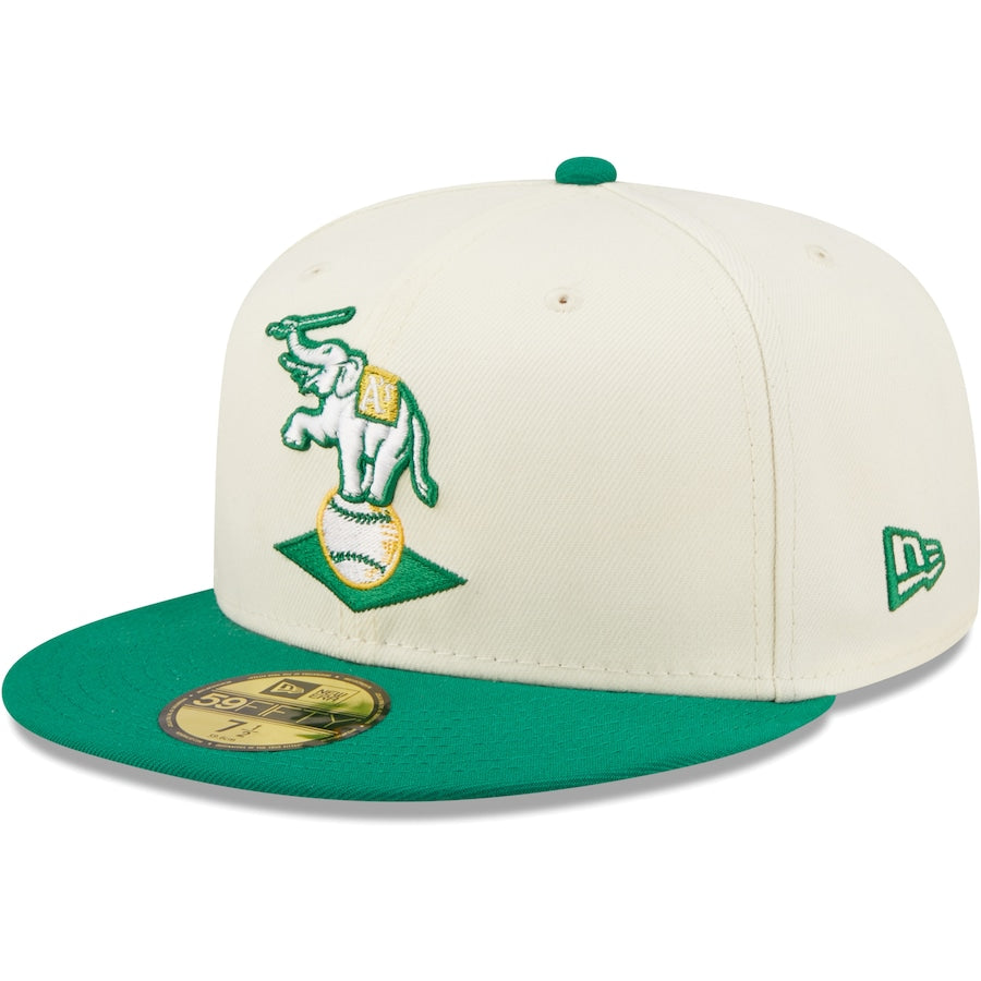 New Era Oakland Athletics White/Green Cooperstown Collection 50th Anniversary Chrome 59FIFTY Fitted Hat