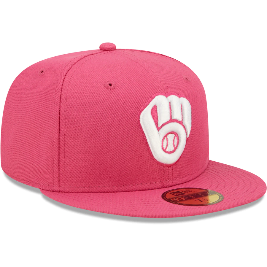 New Era Milwaukee Brewers Hot Pink 59FIFTY Fitted Hat