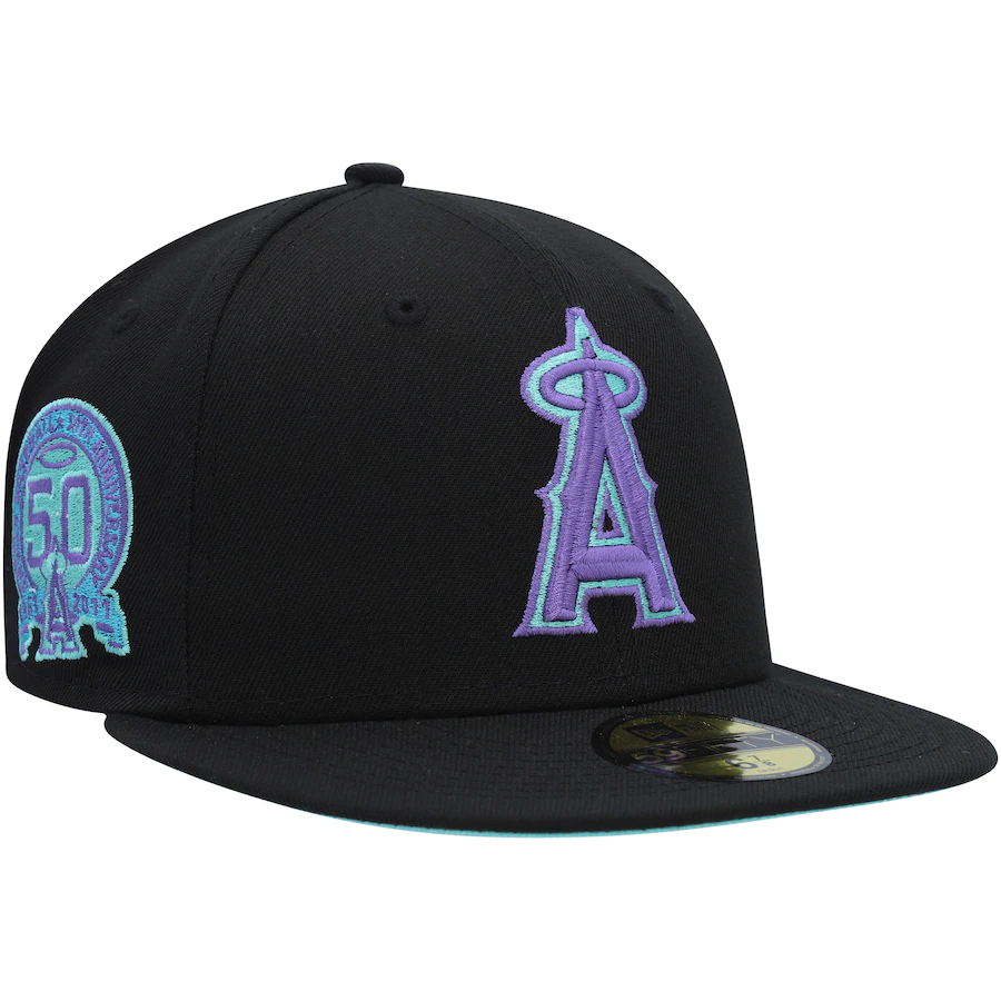 New Era Los Angeles Angels 50th Anniversary Black Light 59FIFTY Fitted Hat