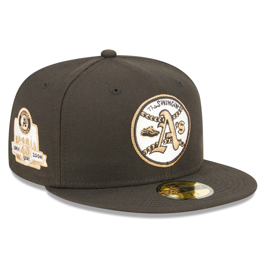 New Era Oakland Athletics Black 40th Anniversary Wheat Undervisor 59FIFTY Fitted Hat