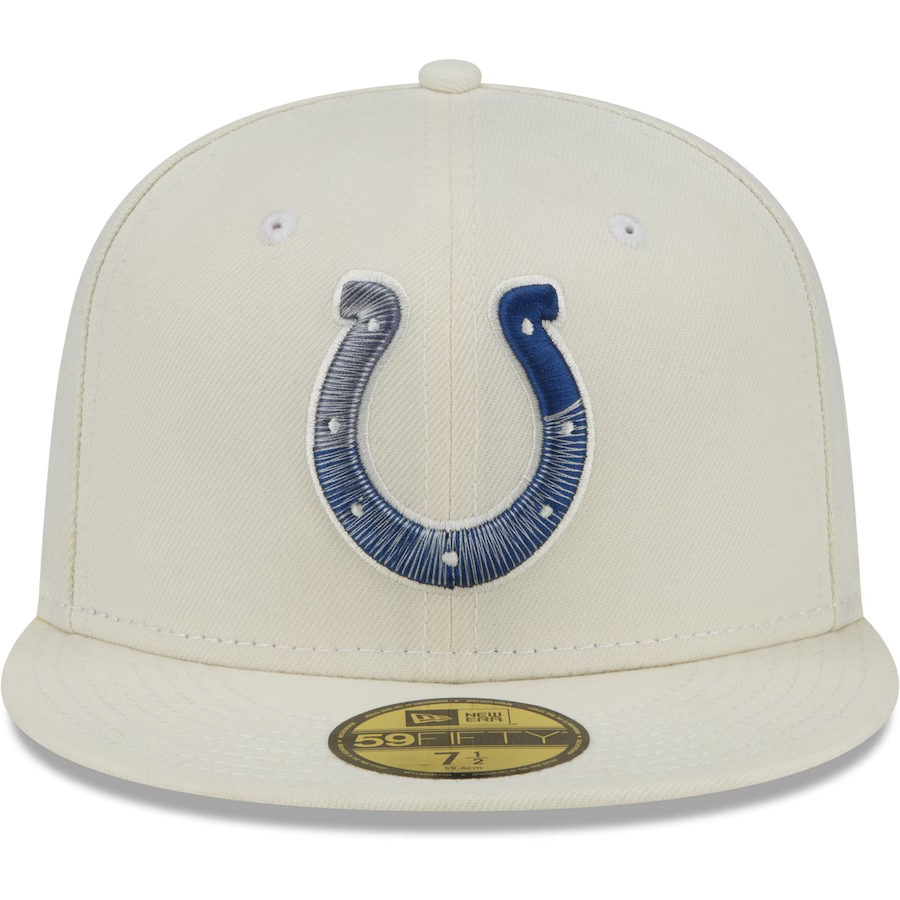 New Era Indianapolis Colts Cream Chrome Color Dim 59FIFTY Fitted Hat
