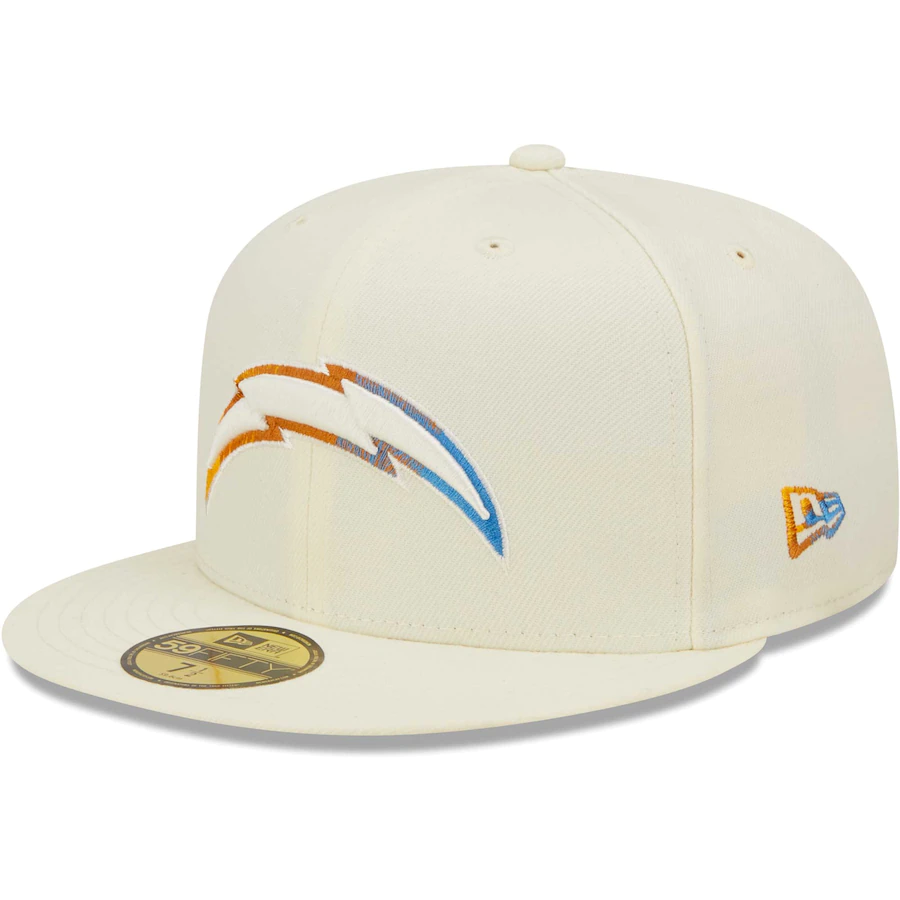 New Era Los Angeles Chargers Cream Chrome Color Dim 59FIFTY Fitted Hat