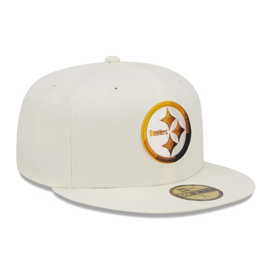 New Era Pittsburgh Steelers Cream Chrome Color Dim 59FIFTY Fitted Hat