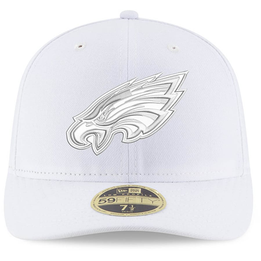 New Era Philadelphia Eagles Primary Logo White on White Low Profile 59FIFTY Fitted Hat