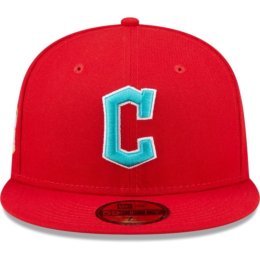 New Era Cleveland Guardians Team Logo Scarlet/Teal Undervisor 2022 59FIFTY Fitted Hat