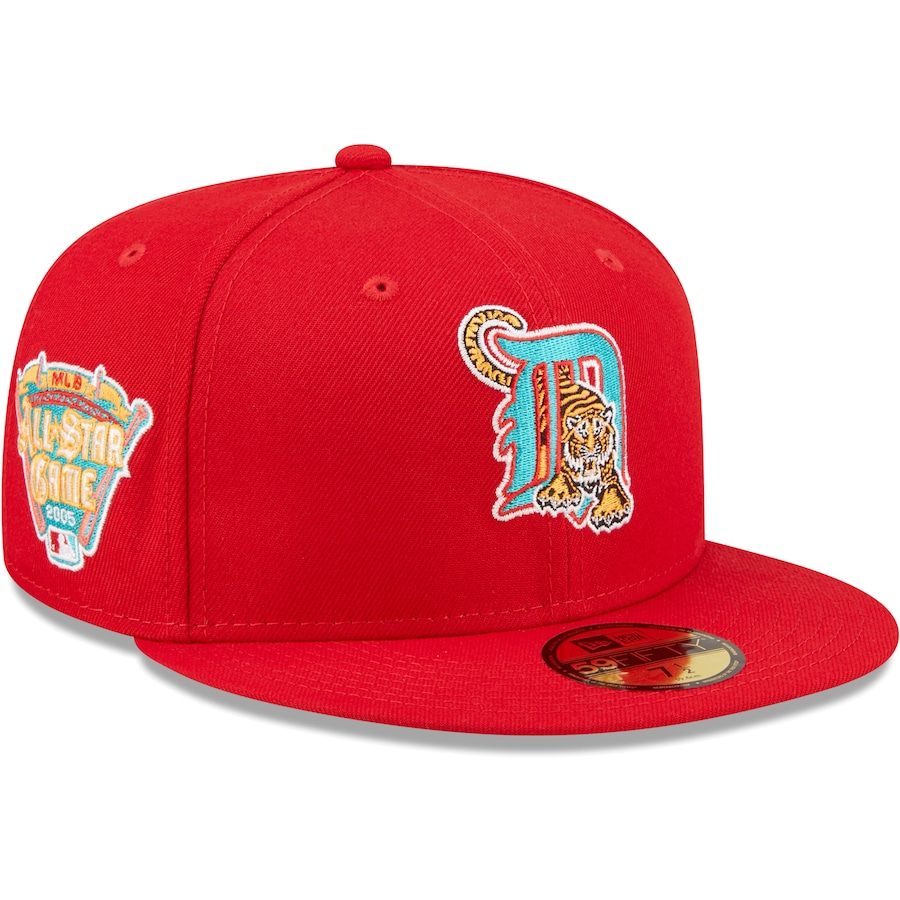 New Era Detroit Tigers 2005 All-Star Game Scarlet/Teal Undervisor 2022 59FIFTY Fitted Hat