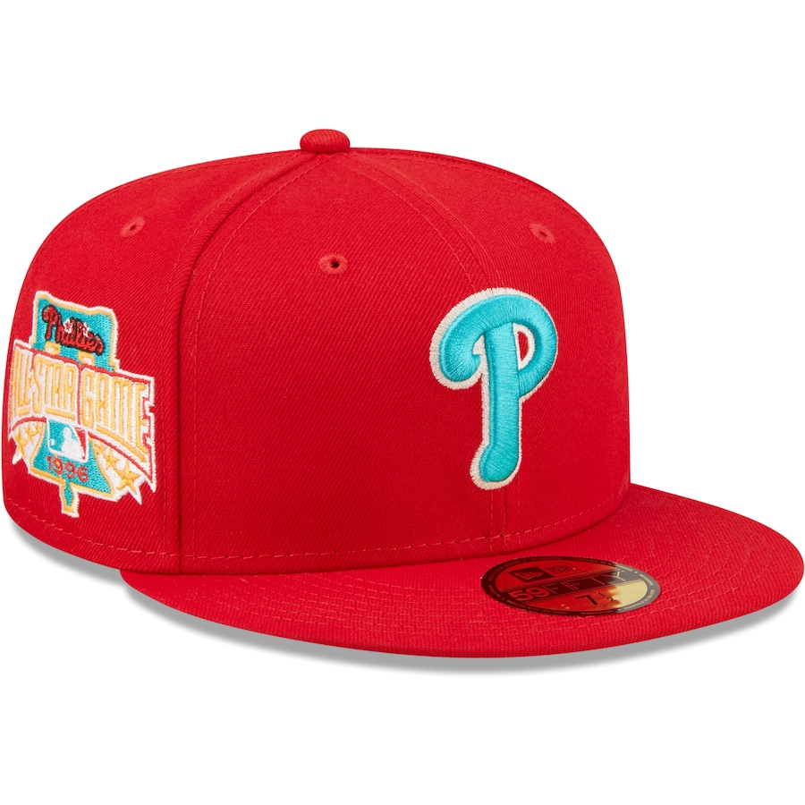 New Era Philadelphia Phillies 1996 All-Star Game Scarlet/Teal Undervisor 2022 59FIFTY Fitted Hat