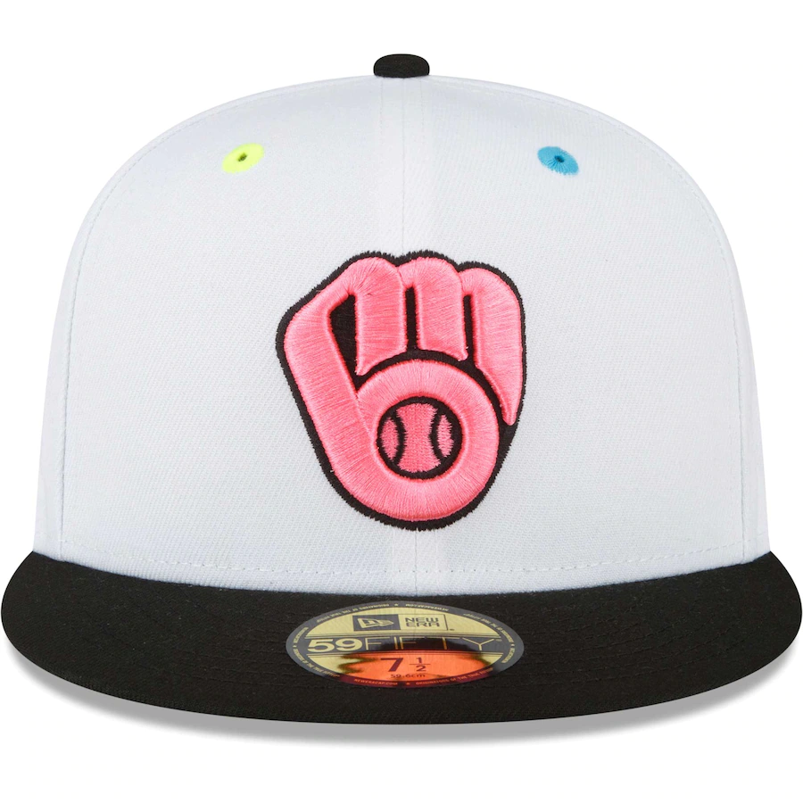 New Era Milwaukee Brewers White Neon Eye 59FIFTY Fitted Hat