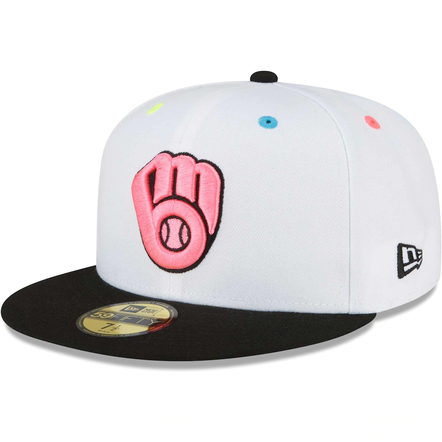 New Era Milwaukee Brewers White Neon Eye 59FIFTY Fitted Hat