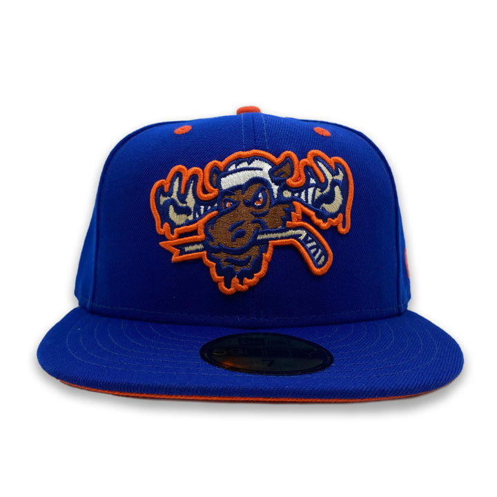 New Era Edmonton Mudders Royal Moose Orange Undervisor 59FIFTY Fitted Hat