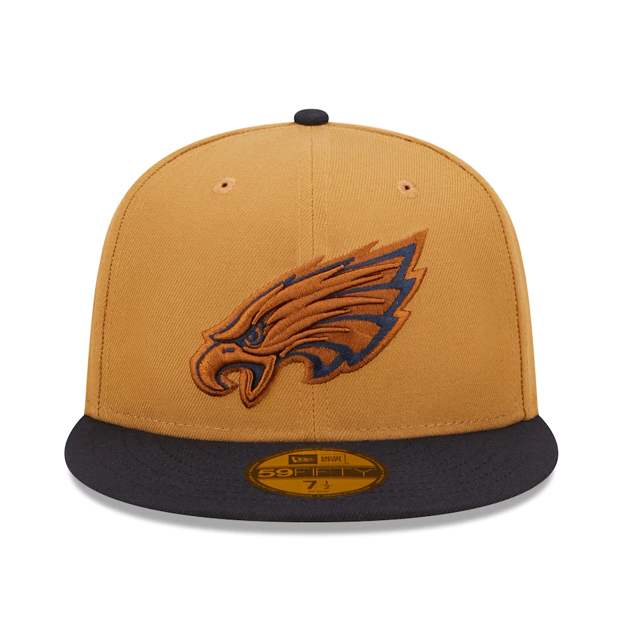 New Era Philadelphia Eagles Tan/Navy 75th Season Wheat 59FIFTY Fitted Hat