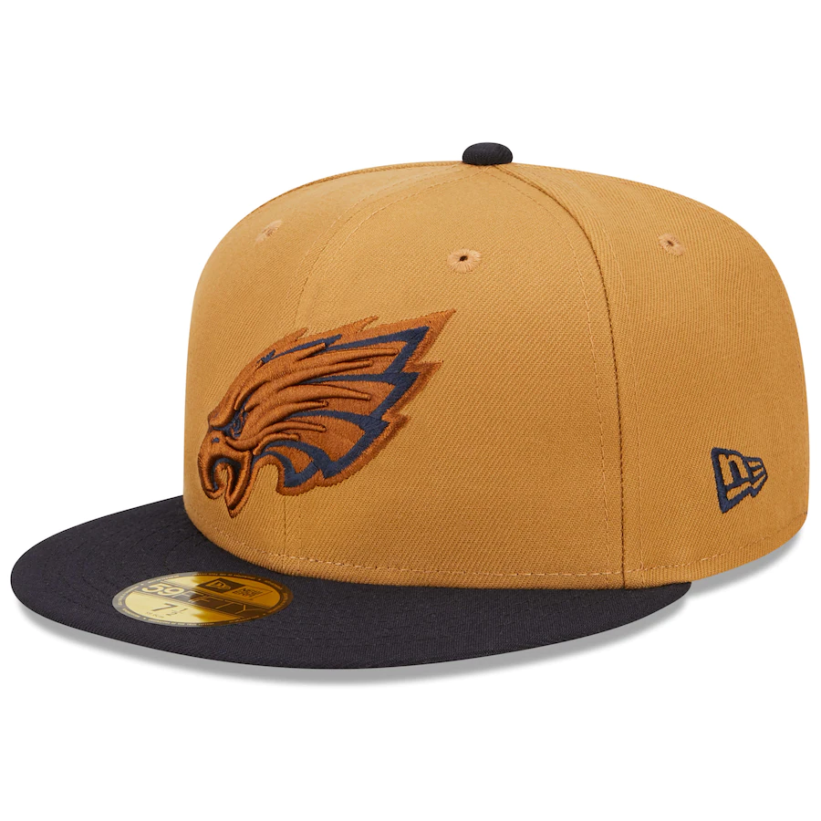 New Era Philadelphia Eagles Tan/Navy 75th Season Wheat 59FIFTY Fitted Hat