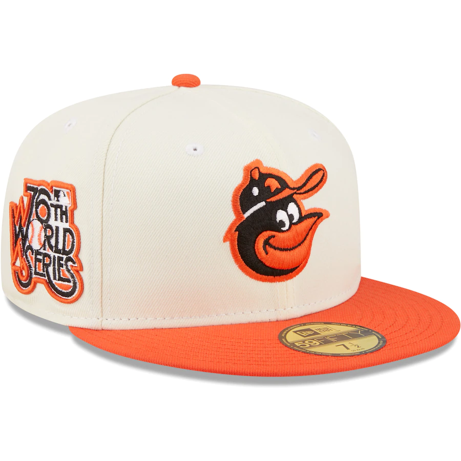 New Era Baltimore Orioles White/Orange Cooperstown Collection 76th World Series Chrome 59FIFTY Fitted Hat