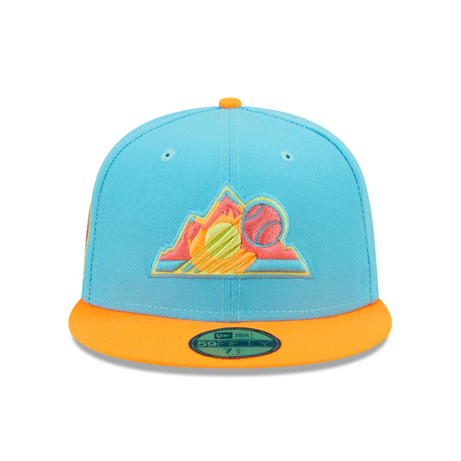 New Era Colorado Rockies Blue/Orange 25th Anniversary Vice Highlighter 59FIFTY Fitted Hat