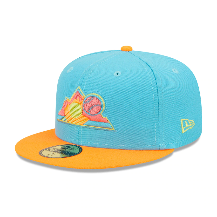 New Era Colorado Rockies Blue/Orange 25th Anniversary Vice Highlighter 59FIFTY Fitted Hat