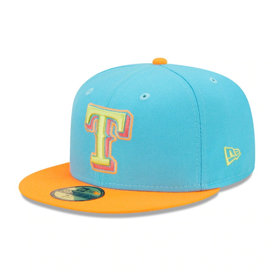 New Era Texas Rangers Blue/Orange Vice Highlighter 59FIFTY Fitted Hat
