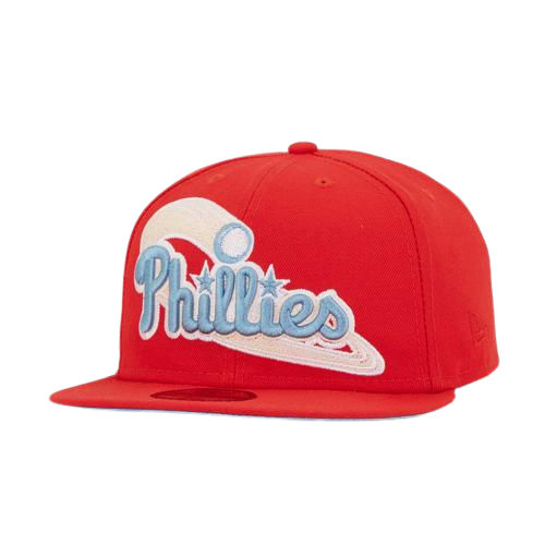 New Era Philadelphia Phillies Red "Brotherly Love" Sky Blue Undervisor 59FIFTY Fitted Hat