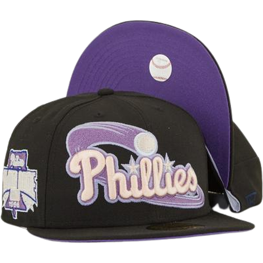 New Era Philadelphia Phillies Black "Brotherly Love" Purple Undervisor 59FIFTY Fitted Hat