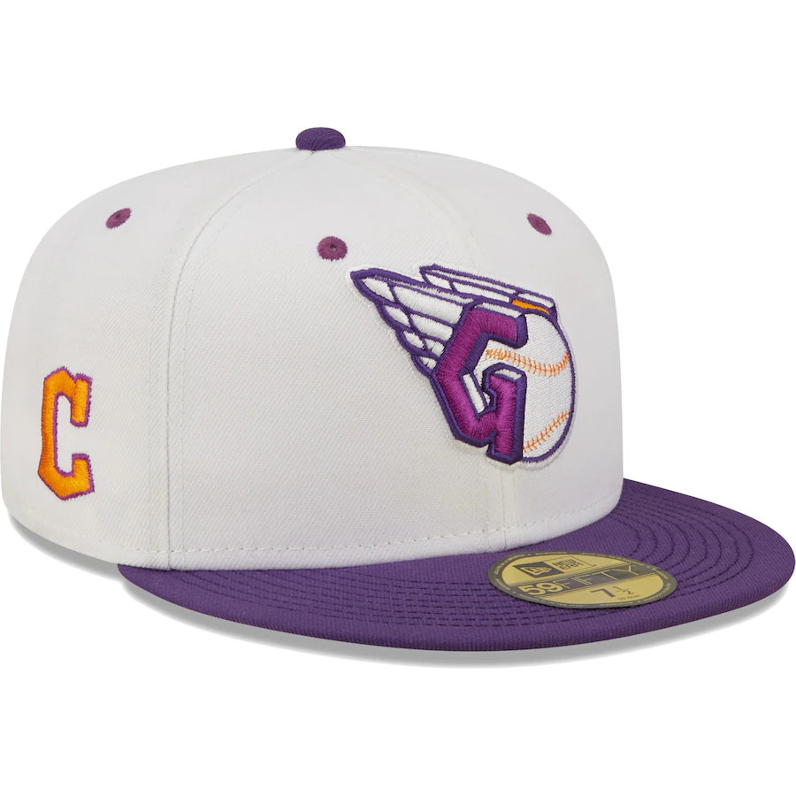 New Era Cleveland Guardians White/Purple Cap Logo Grape Lolli 59FIFTY Fitted Hat