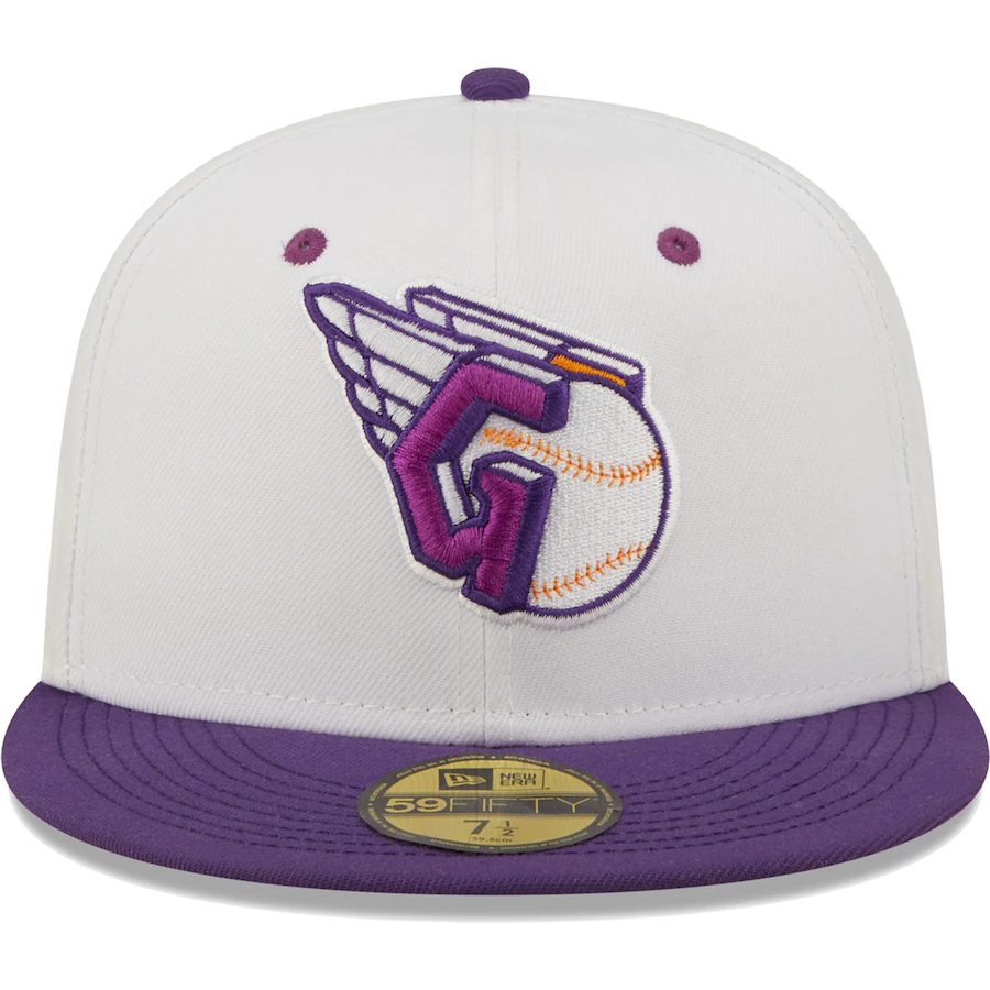 New Era Cleveland Guardians White/Purple Cap Logo Grape Lolli 59FIFTY Fitted Hat