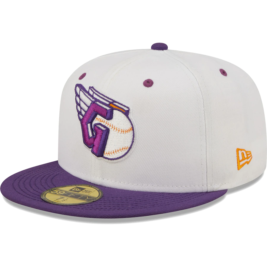 New Era Cleveland Guardians White/Purple Cap Logo Grape Lolli 59FIFTY Fitted Hat