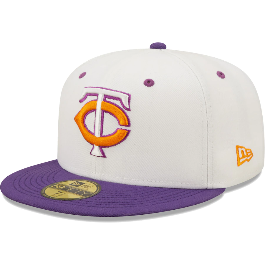 New Era Minnesota Twins White/Purple 60 Seasons Grape Lolli 59FIFTY Fitted Hat