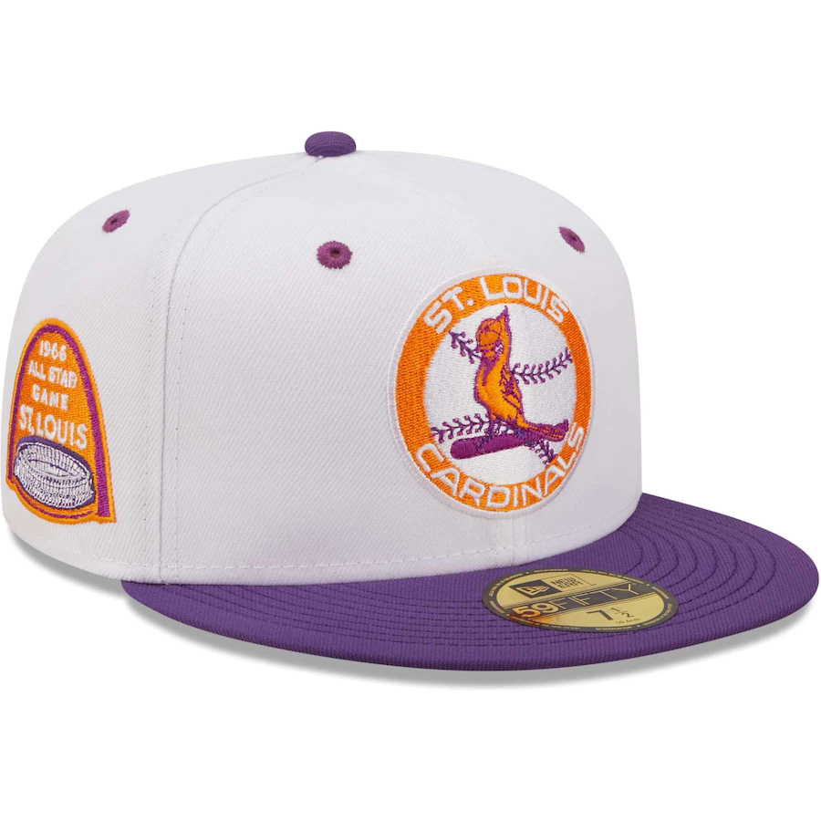 Men's New Era St. Louis Cardinals White/Purple 1966 All-Star Game Grape Lolli 59FIFTY Fitted Hat