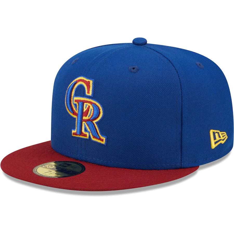 New Era Colorado Rockies Blue/Red Alternate Logo Primary Jewel Gold Undervisor 59FIFTY Fitted Hat