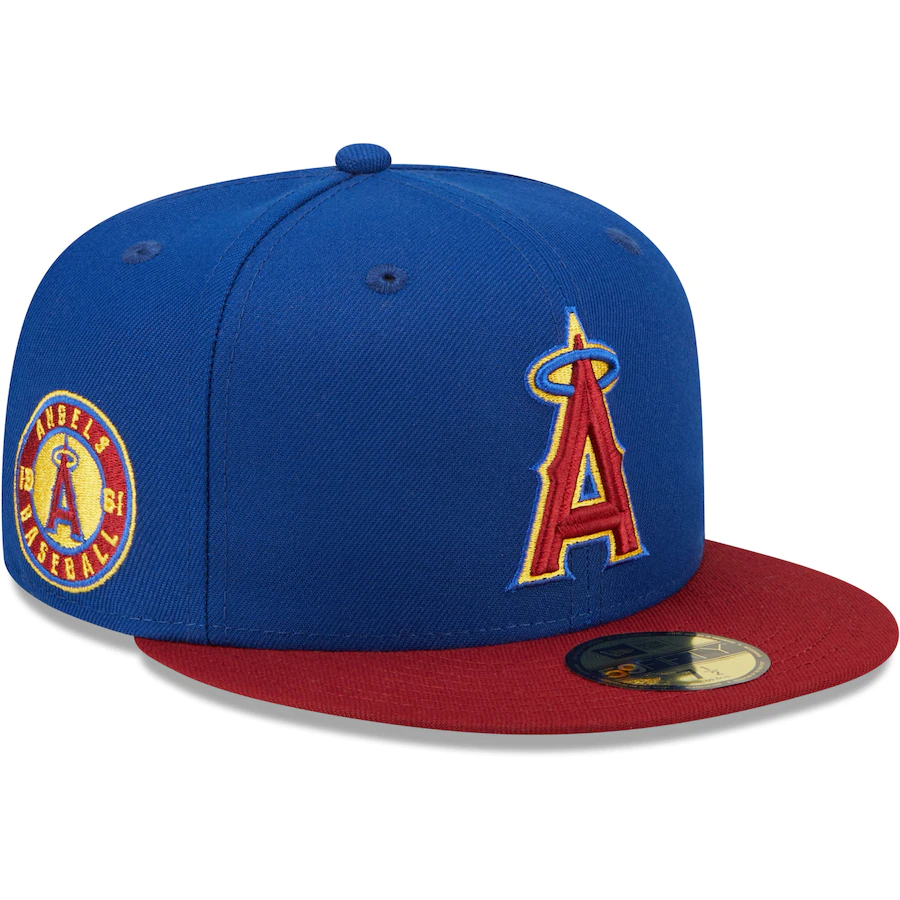 New Era Los Angeles Angels Blue/Red Alternate Logo Primary Jewel Gold Undervisor 59FIFTY Fitted Hat