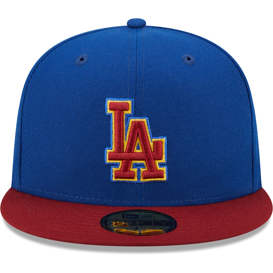 New Era Los Angeles Dodgers Blue/Red Logo Primary Jewel Gold Undervisor 59FIFTY Fitted Hat