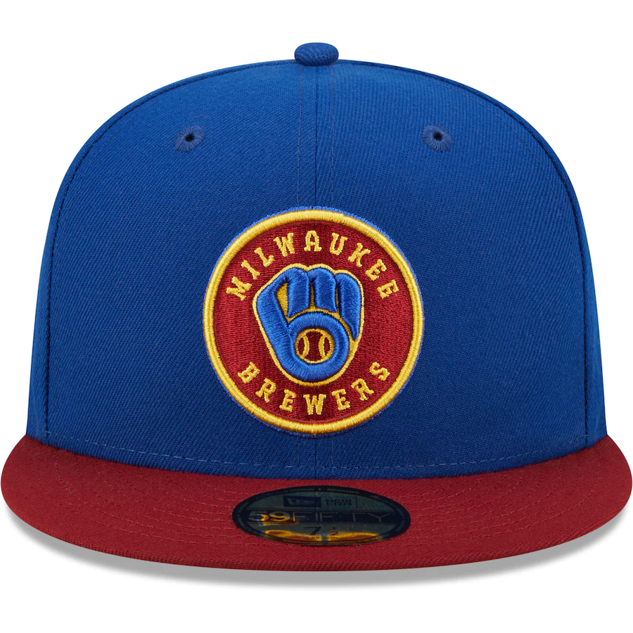 New Era Milwaukee Brewers Blue/Red Alternate Logo Primary Jewel Gold Undervisor 59FIFTY Fitted Hat