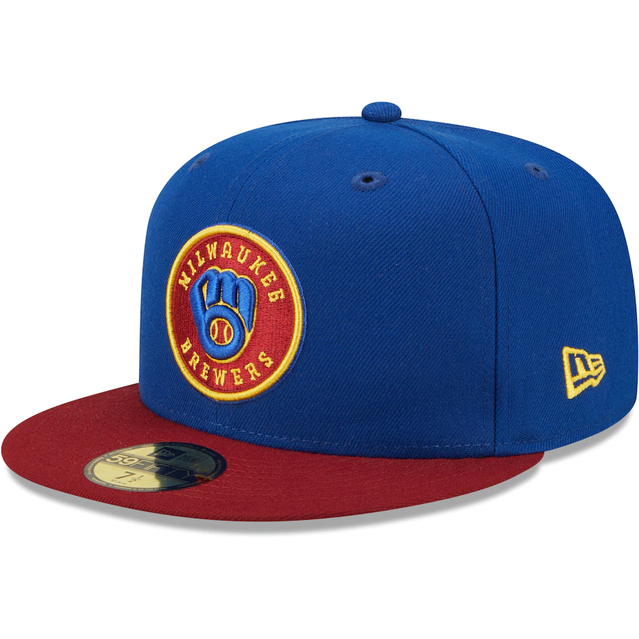 New Era Milwaukee Brewers Blue/Red Alternate Logo Primary Jewel Gold Undervisor 59FIFTY Fitted Hat