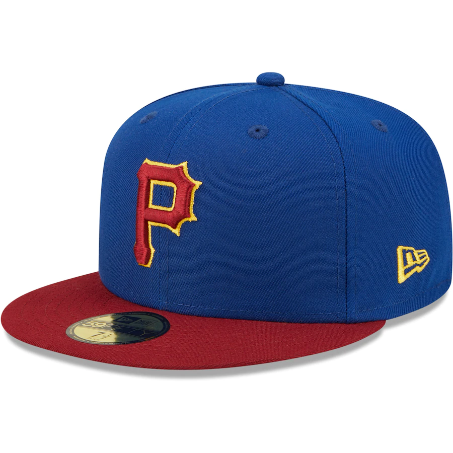New Era Pittsburgh Pirates Blue/Red Alternate Logo Primary Jewel Gold Undervisor 59FIFTY Fitted Hat