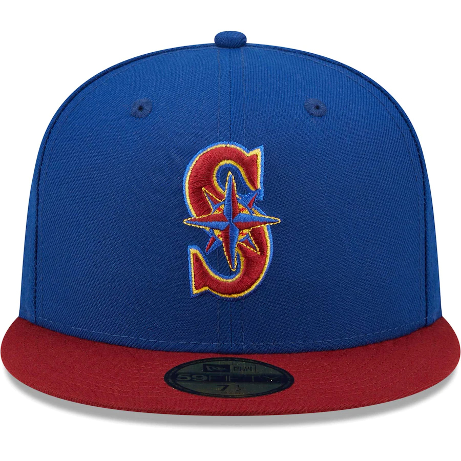 New Era Seattle Mariners Blue/Red Logo Primary Jewel Gold Undervisor 59FIFTY Fitted Hat