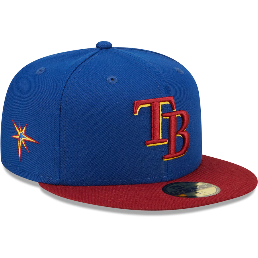 New Era Tampa Bay Rays Blue/Red Alternate Logo Primary Jewel Gold Undervisor 59FIFTY Fitted Hat